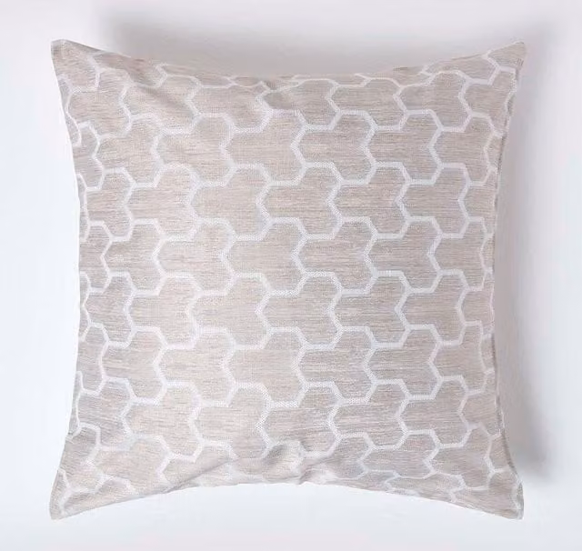 Homescapes Geometric Jacquard Cushion Cover in Beige, W/D/H: 45 x 45 x 1 cm