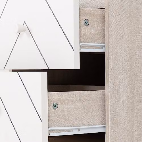 Seconique Dixie 2 Drawer Bedside Table in Grey and White, W/D/H: 39.5 x 38 x 57 cm – 2