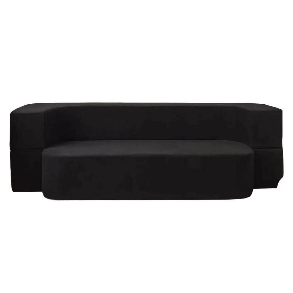 KDMD Emma Black 2 Seater Modern Upholstered Sofa Bed with Pull Out Drawer – 3