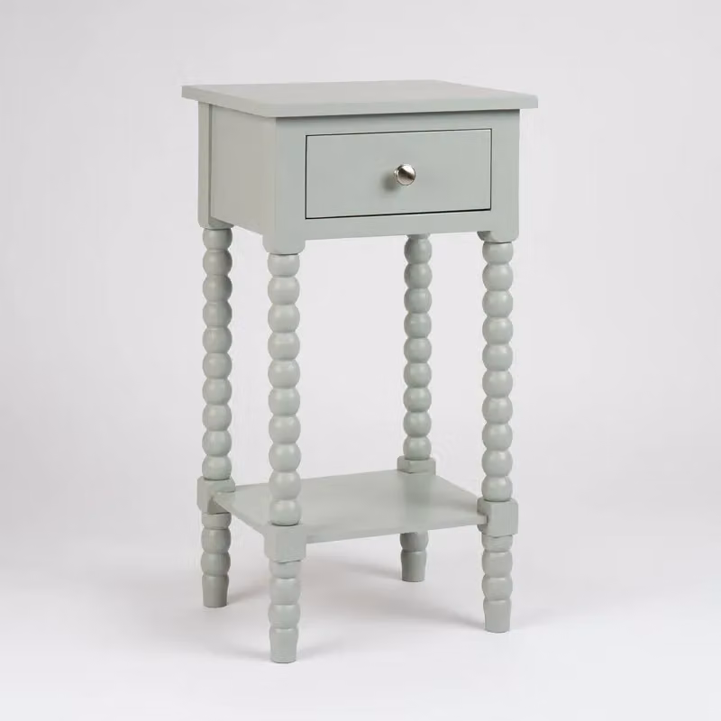 Scottish Everlastings Ltd Aqua Grey Bobbin Side Table with Drawer, W/D/H: 35.5 x 30 x 66 cm – 2