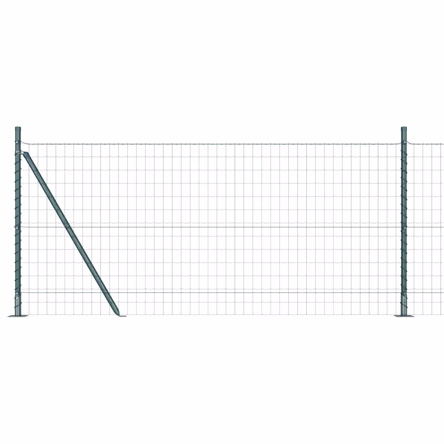 Berkfield Home Euro Fence with 13 Flanged Posts, 1 x 25 m, Galvanised Steel in Silver – 1