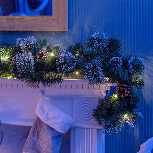 The Christmas Workshop 71229 Pre-Lit Green Christmas Garland with Warm White LEDs and Pinecones – 3
