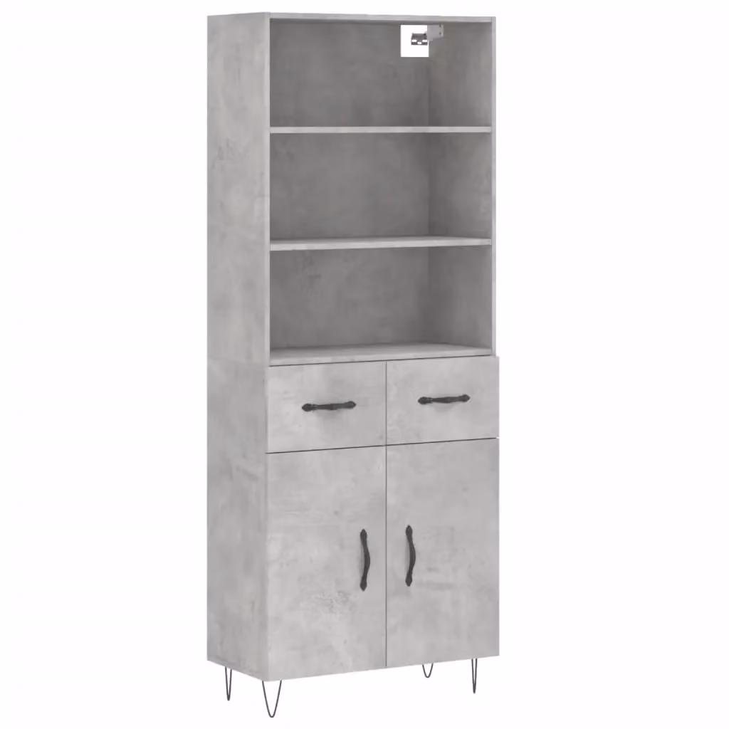 Berkfield Home Highboard in Concrete Grey, W/D/H: 69.5 x 34 x 180 cm – 2