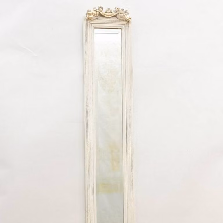 Minster Antique White Decorative Hanging Mirror, Rectangular, H 109 cm x W 13 cm x D 13 cm