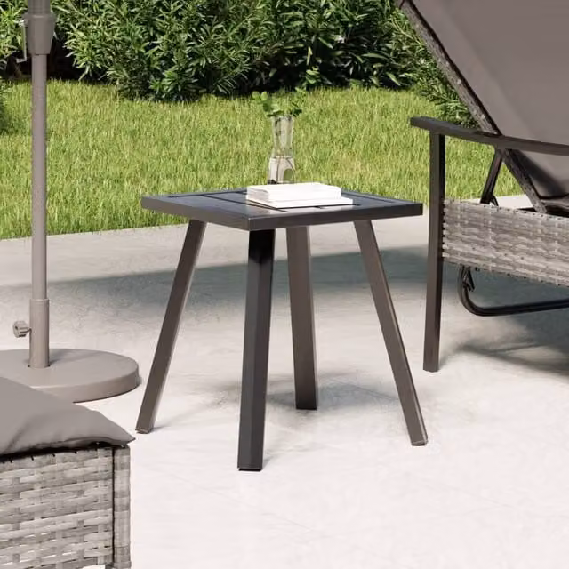 Berkfield Home Modern Anthracite Garden Table in Black Metal, W/D/H: 34 x 34 x 38 cm – 1