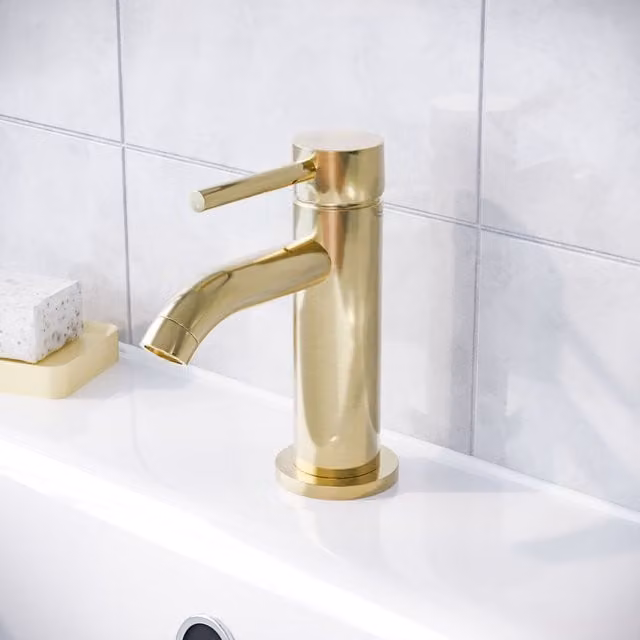 Nes Home Modern Single Lever Basin Mono Mixer Tap in Brushed Brass Gold