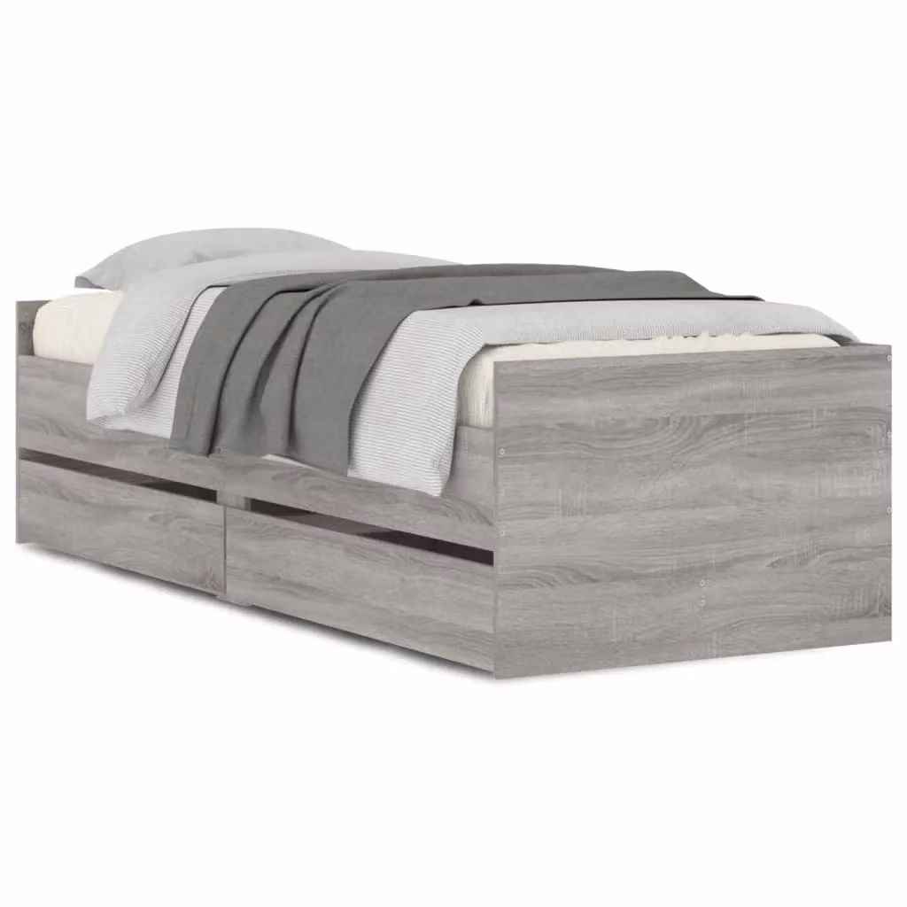 Berkfield Home Bed Frame with Drawers in Grey Sonoma, W: 100 cm, D: 200 cm – 2