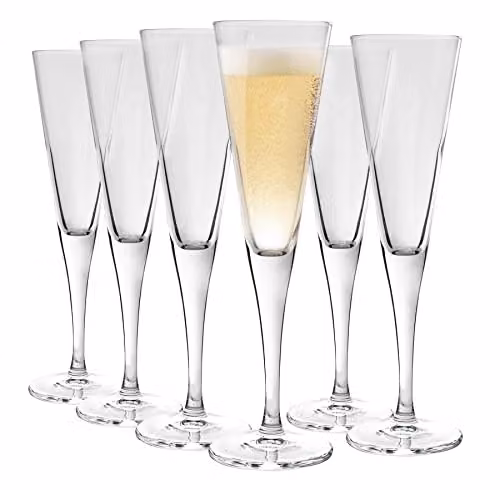 Bormioli Rocco Ypsilon Champagne Flute Glasses, 160ml, Pack of 6, Transparent – 1