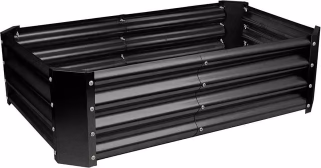 Harbour Housewares Black Galvanised Steel Raised Garden Bed, W: 120 cm, D: 60 cm, H: 30 cm – 1