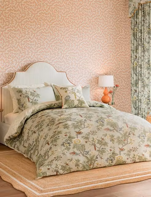 Sanderson Lophura Grey Mix Pure Cotton Percale Floral Bedding Set, W: 140 cm, H: 200 cm