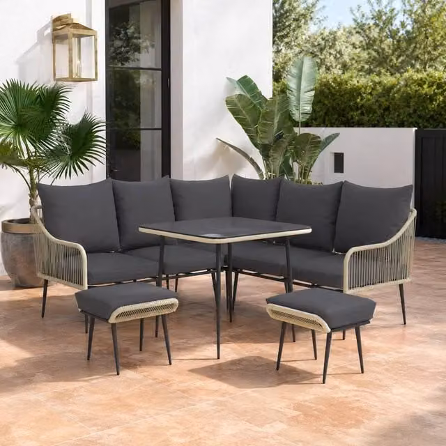STILVORA 6-Piece Modern Sofa Set with Steel Frame in Grey