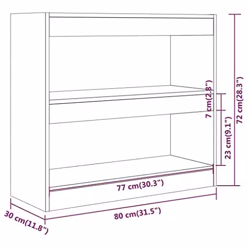 vidaXL Grey Sonoma Book Cabinet and Room Divider W/D/H: 80 x 30 x 72 cm – 3