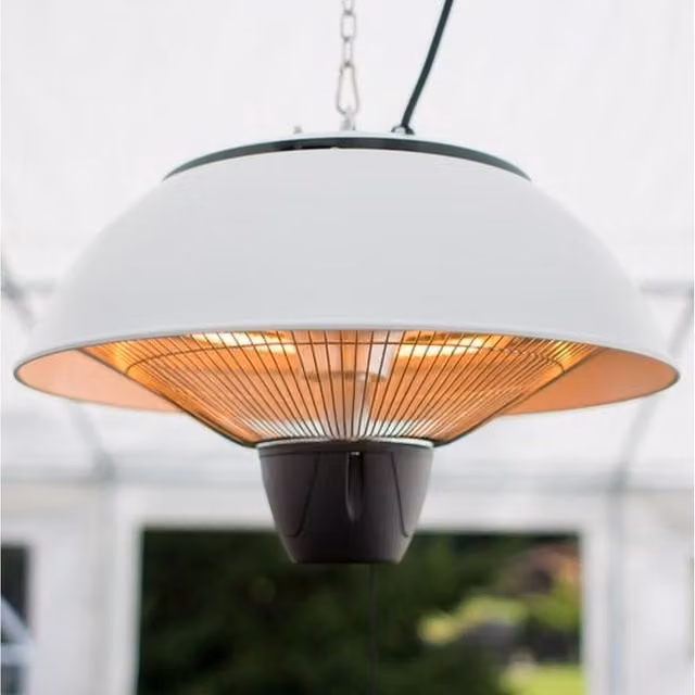 Primrose 1.5kW Electric Infrared Hanging Halogen Patio Heater, White