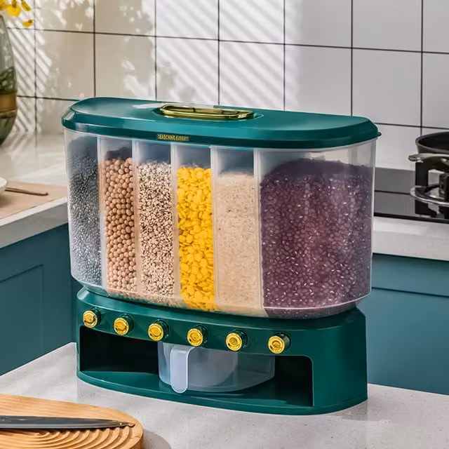 Livingandhome Airtight Green Cereal Dispenser and Food Storage Container, BPA-Free Plastic