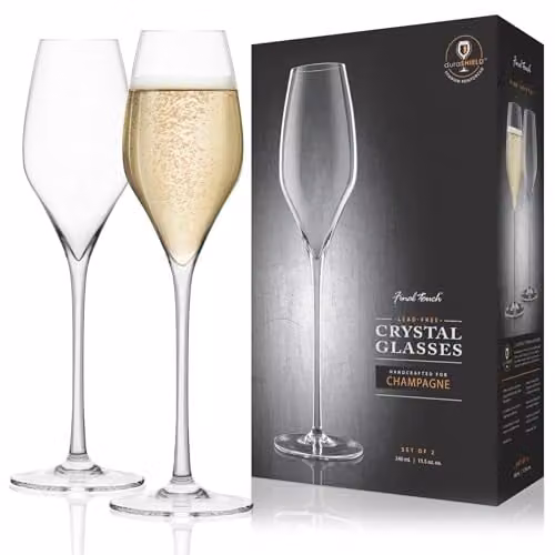 Final Touch Set of 2 Lead-free Crystal Champagne Flute Glasses, 340ml, Transparent – 1