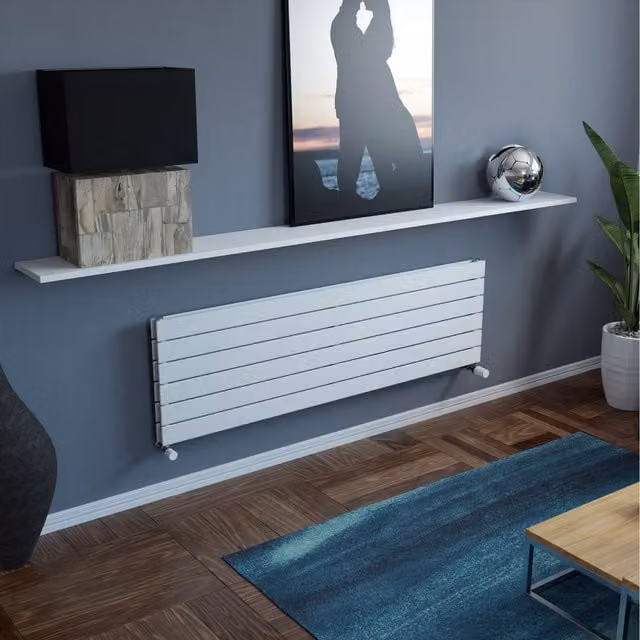 Agadon Panio Duplex Horizontal Flat Panel Designer Radiator in White, W/D/H: 150 x 44.5 x 6.7 cm