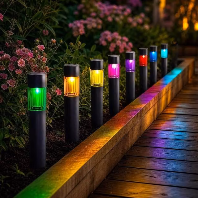 Gainsborough Solar Mini Bollard Lights, Pack of 8, Multicolour LED, Black, H33 x Dia 4.5 cm