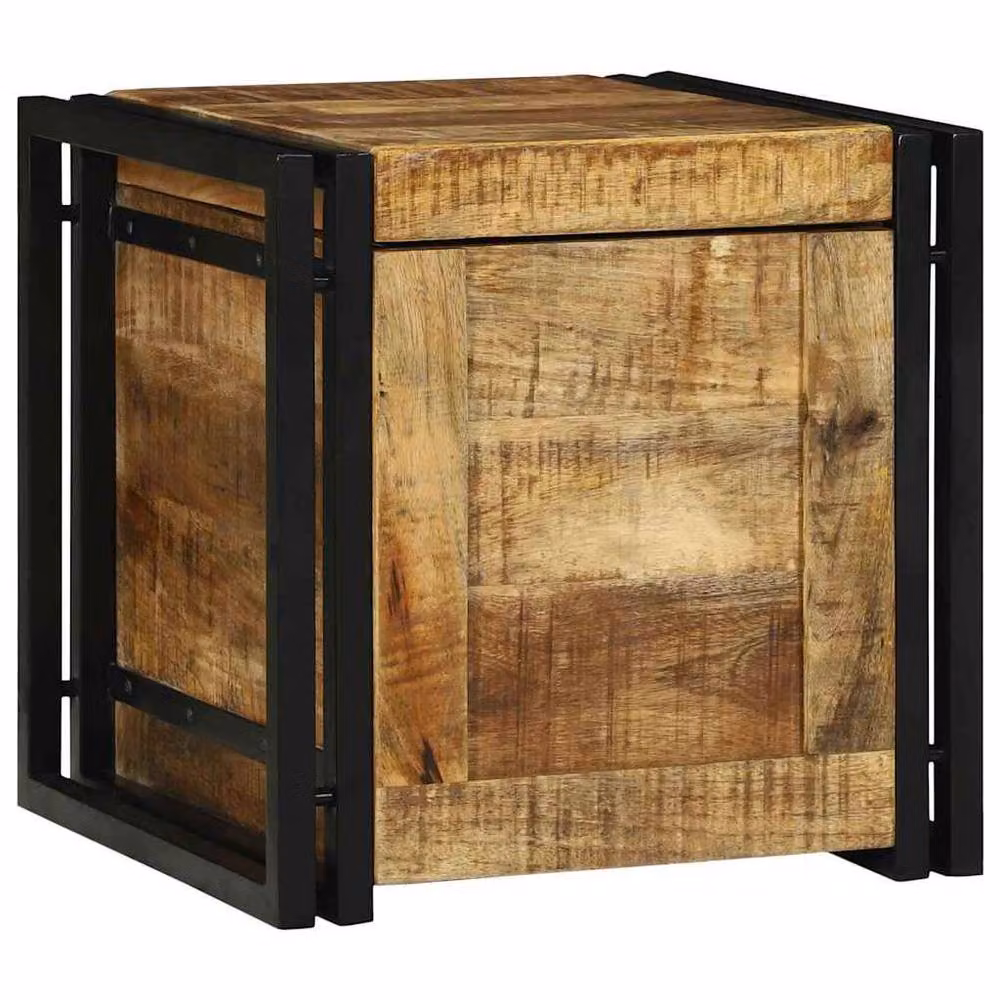 Berkfield Home Rustic Mango Wood Storage Box in Brown, W/D/H: 40 x 40 x 40 cm – 3