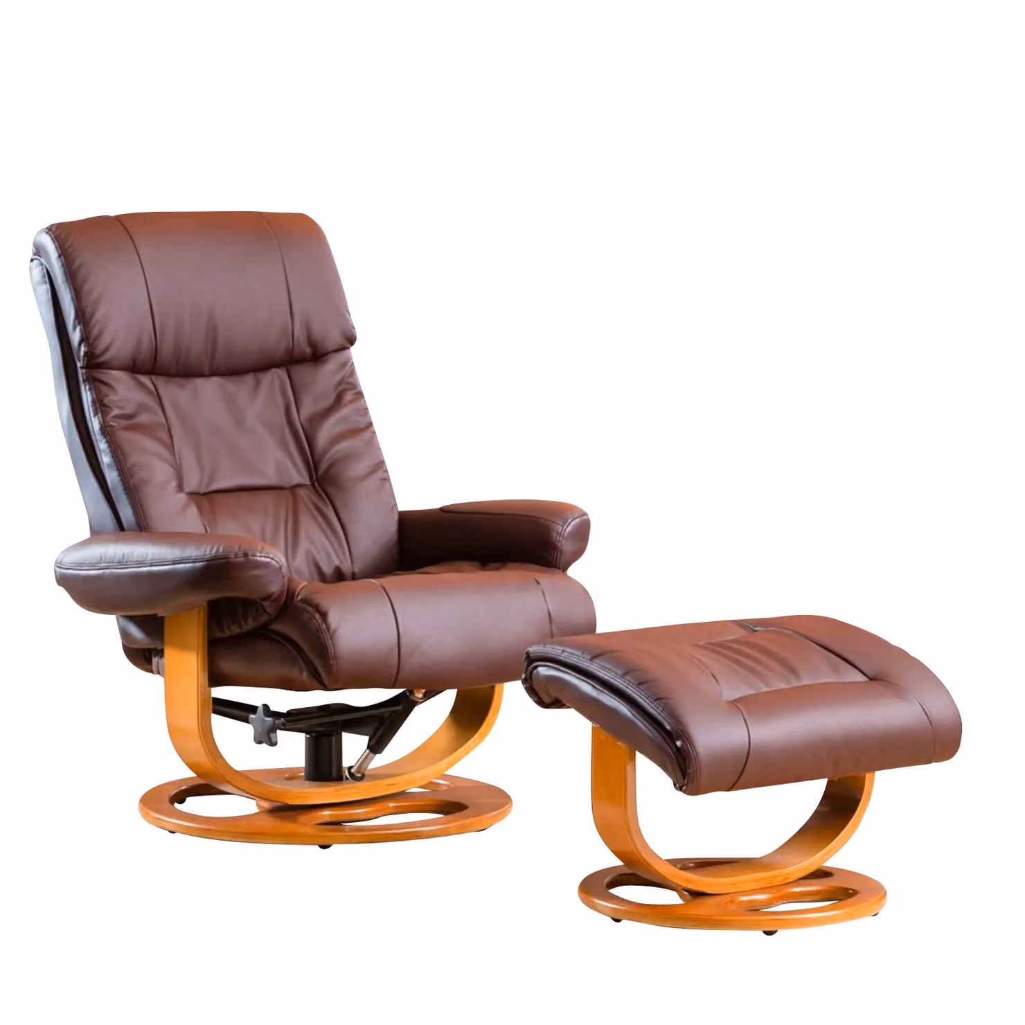 Artemis Home Barriston Swivel Recliner and Footstool in Burgundy with Synthetic Leather and Solid Wood Frame – 2