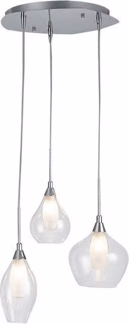 Netlighting SKYLINE 3 Light Cluster Pendant Ceiling Light in Transparent Grey Glass and Metal, W/D/H: 35 x 22.5 cm