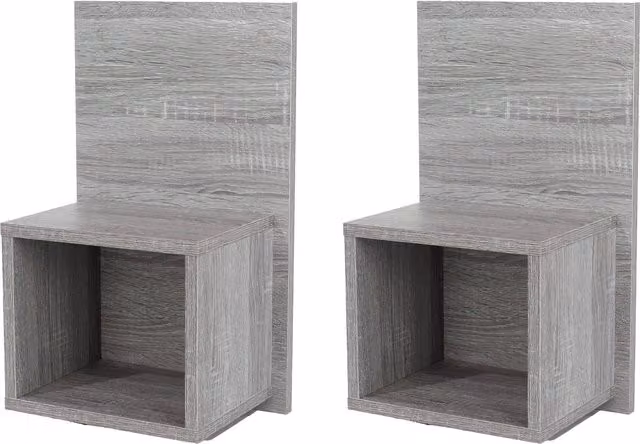 Pair of Kelly Grey Oak Effect Wall-Mounted Compact Bedside Tables
