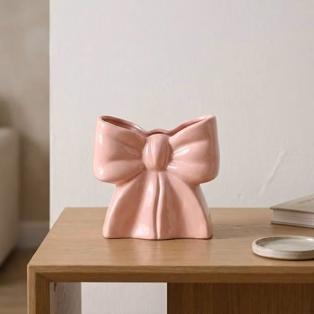 Garden Greatness Pink Bow Shaped Ceramic Vase
