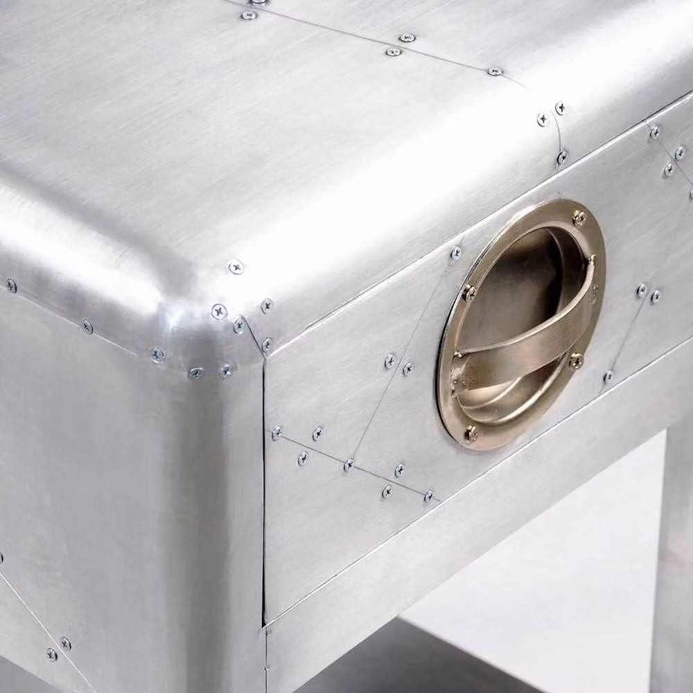 Berkfield Home Aviator End Table with 1 Drawer in Silver Vintage Aircraft Style – 3