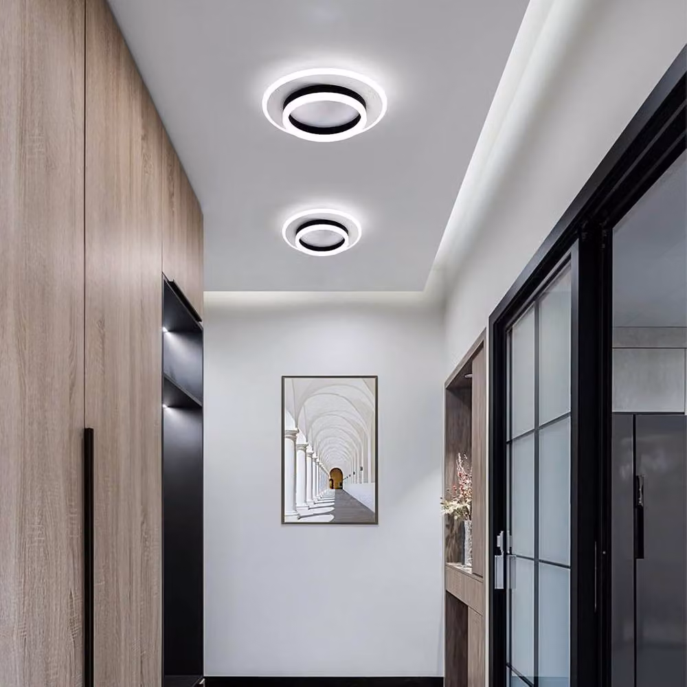 COMELY Modern Round LED Ceiling Light, 28W, 6500K Cool White, Black and White Acrylic and Metal – 2