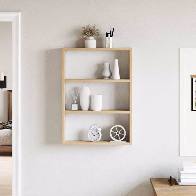 Berkfield Home Sonoma Oak Wall Shelf, Light Brown, W/D/H: 60 x 43 x 9 cm