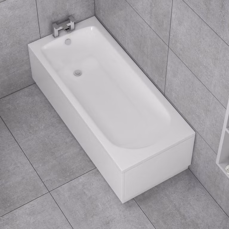 Royal Bathrooms Breeze White Acrylic Round Single Ended Bath with MDF Front Panel W/D/H: 160 x 70 x 58 cm
