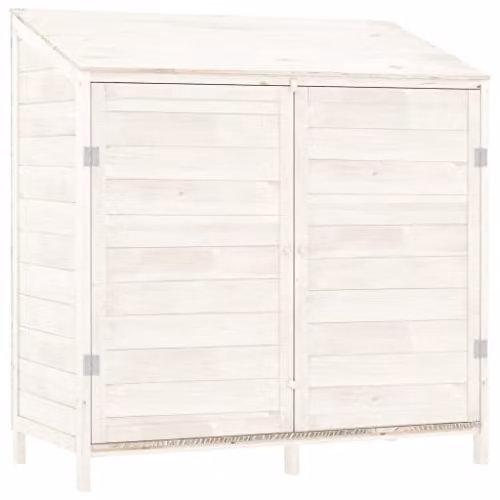 vidaXL Garden Shed in White Solid Wood, W/D/H: 102 x 52 x 112 cm
