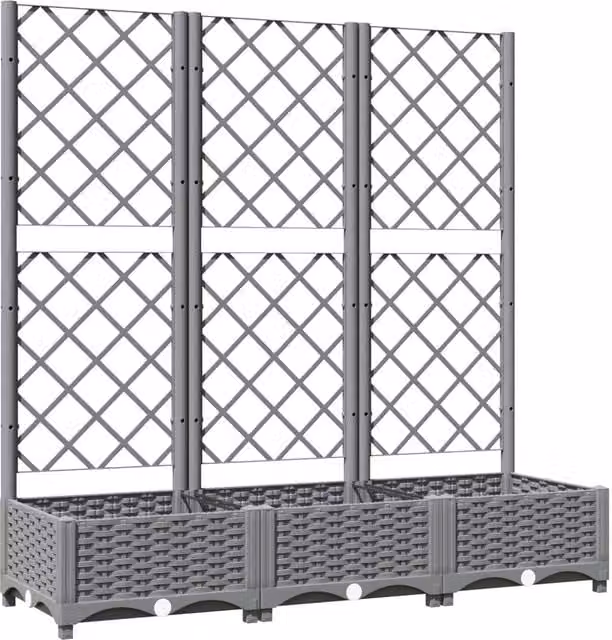 Berkfield Home Garden Planter with Trellis in Light Grey, W/D/H: 120 x 40 x 121.5 cm – 1