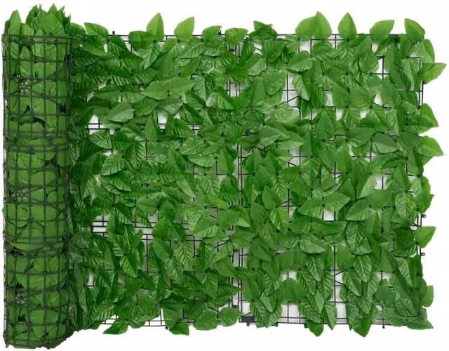 Berkfield Home Semi-Transparent Artificial Hedge Balcony Screen with Green Leaves, W: 300 cm, H: 75 cm