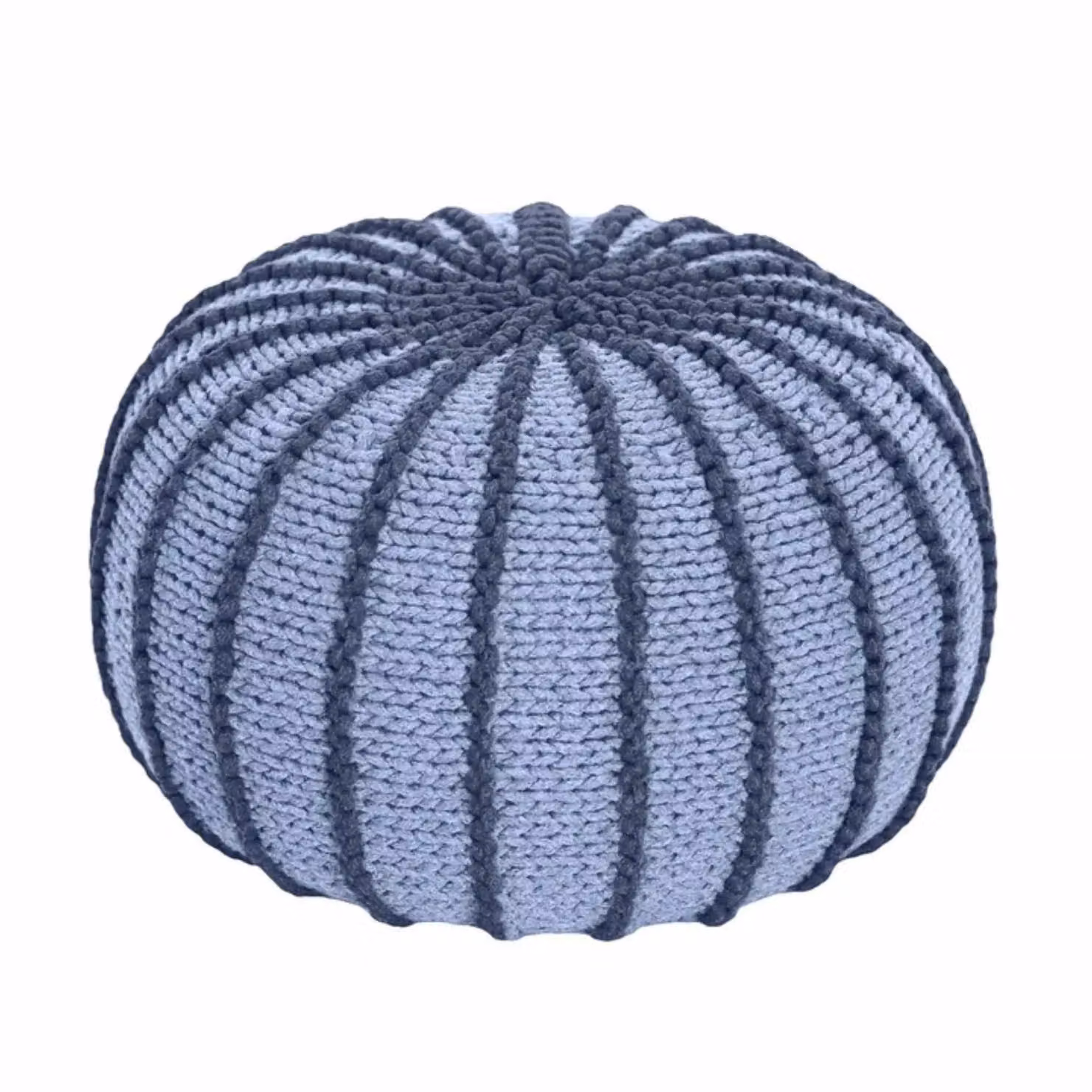 Zuri House Ziggy Knitted Pouffe in Denim Blue, Large – 2
