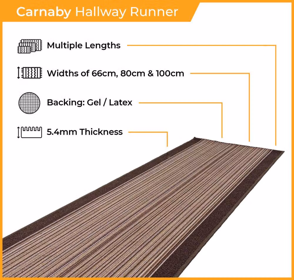 runrug Carnaby Hallway Runner Rug in Terracotta, Non-Slip and Hardwearing, W: 100 cm, L: 240 cm – 2