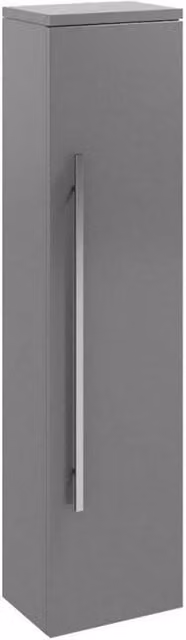Clifton Grey Gloss Wall Mounted Tall Bathroom Unit, H 140 cm x W 35.5 cm – 1