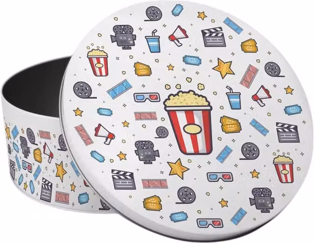 Purely Home Films and Movies Themed Small Round Cake Tin, Multicoloured