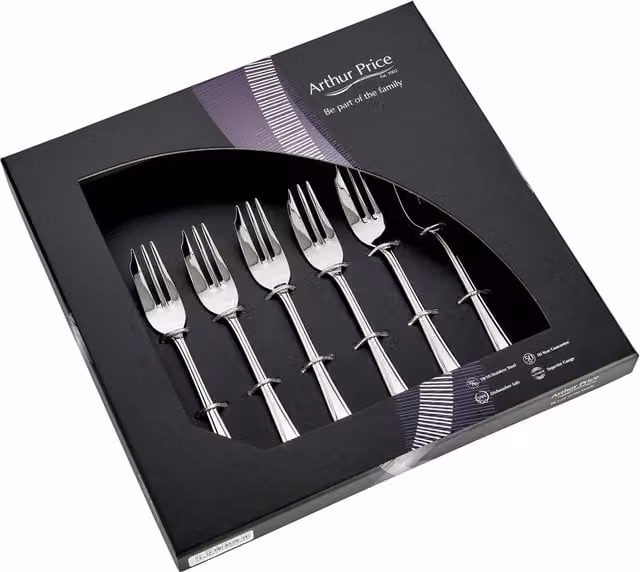 Arthur Price Harley Polished Stainless Steel Pastry Fork Set of 6 in Silver