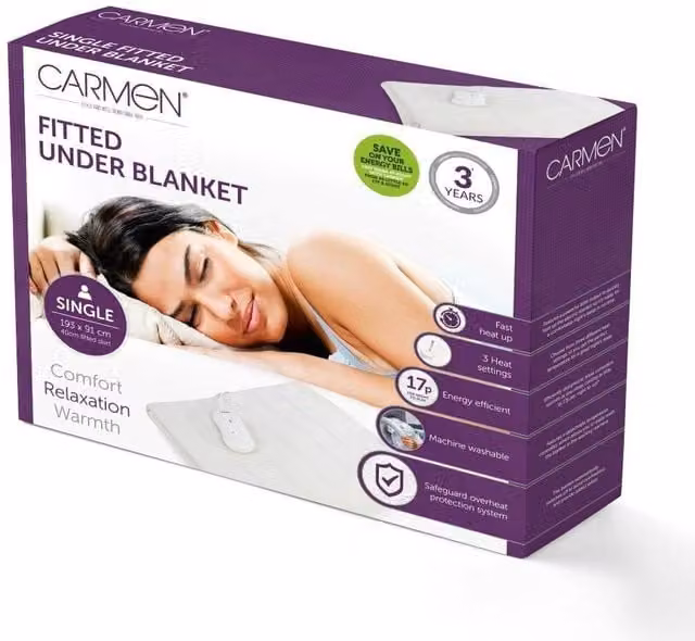 Tower Fitted Electric Blanket in White, W/D/H: 150 x 200 cm – 1
