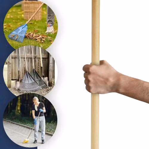 SolaDirect 2 x Brown Hardwood Replacement Shafts for Rake or Hoe, Length: 120 cm, Weight: 800g each – 2