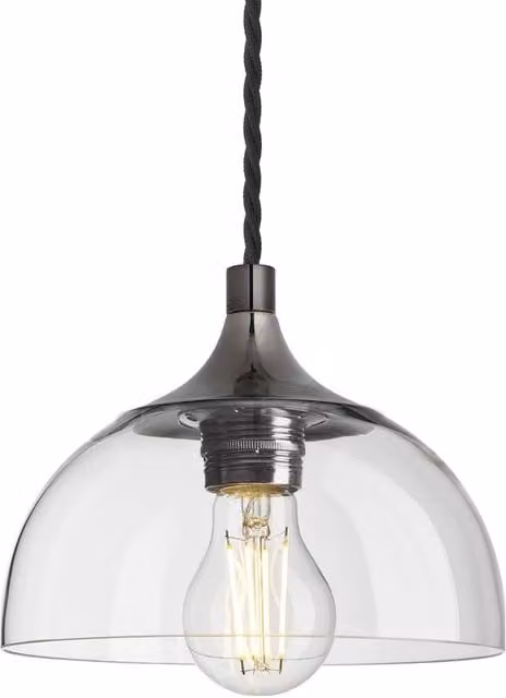 Industville Chelsea Clear Glass Dome Pendant Light in Dark Grey, Diameter: 20.32 cm