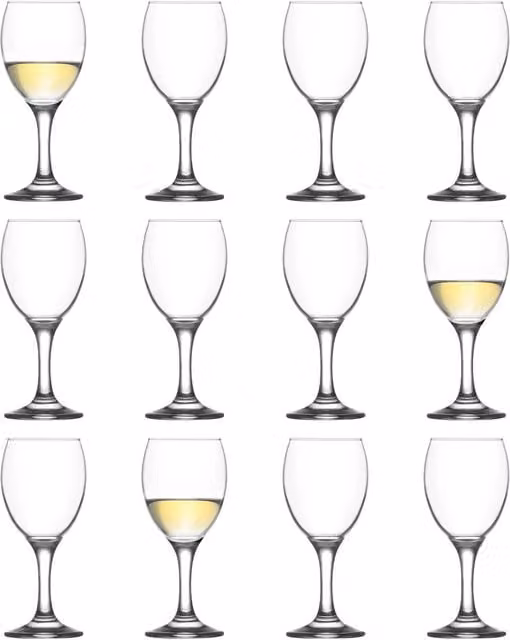 LAV Transparent Yellow Wine Glass, 205 ml, Pack of 12