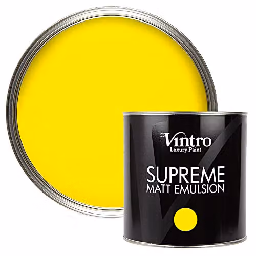 Vintro Luxury Matt Emulsion Multi Surface Paint in Osborne Yellow, 2.5 l