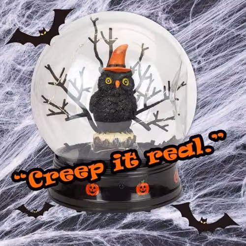 VFM e-Store Halloween Globe Light Up Trinket Decoration, Black, W: 21 cm, D: 17 cm, H: 2.54 cm – 4