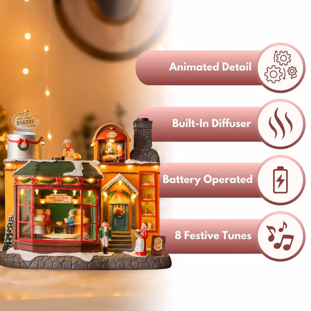 Marco Paul Musical Mrs Claus' Bakery LED Christmas Tabletop Decoration with Oil Diffuser in Multicolour – 3