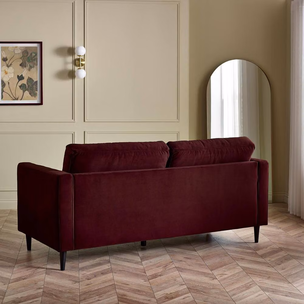 FurnitureboxUK Jade 3-Seater Modern Velvet Upholstered Sofa with Solid Wood Frame in Maroon – 2