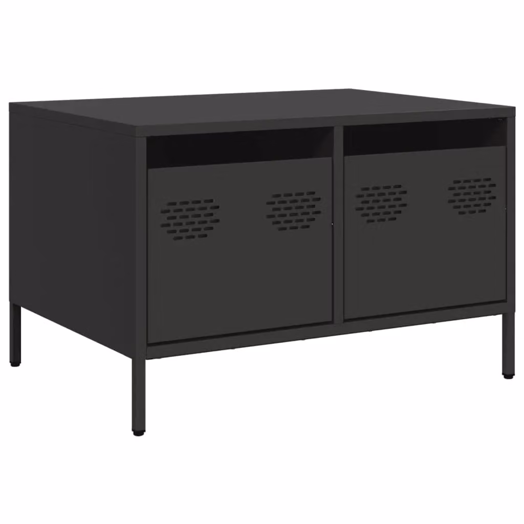 Berkfield Home Industrial TV Cabinet in Black Matt Cold-rolled Steel, W: 68 cm, D: 50 cm, H: 43.5 cm – 2