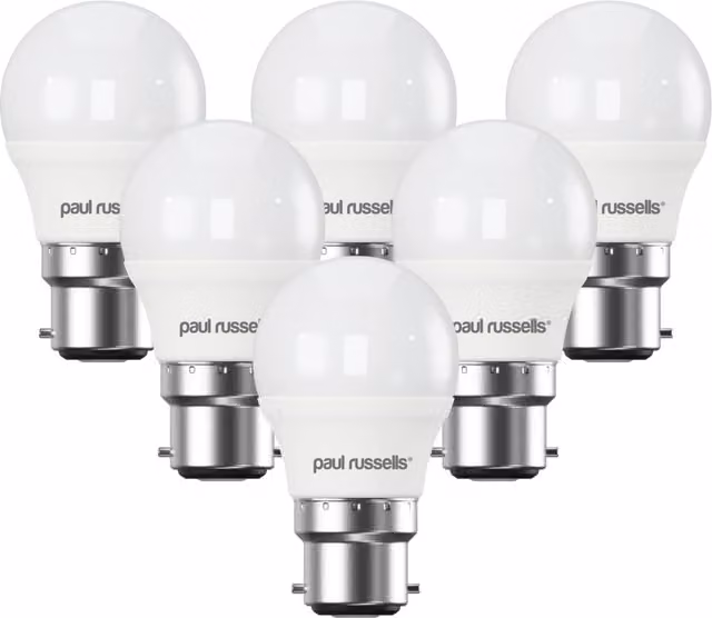 Paul Russells 5.5W Dimmable LED Golf Bulb, B22, 470lm, 2700K Warm White