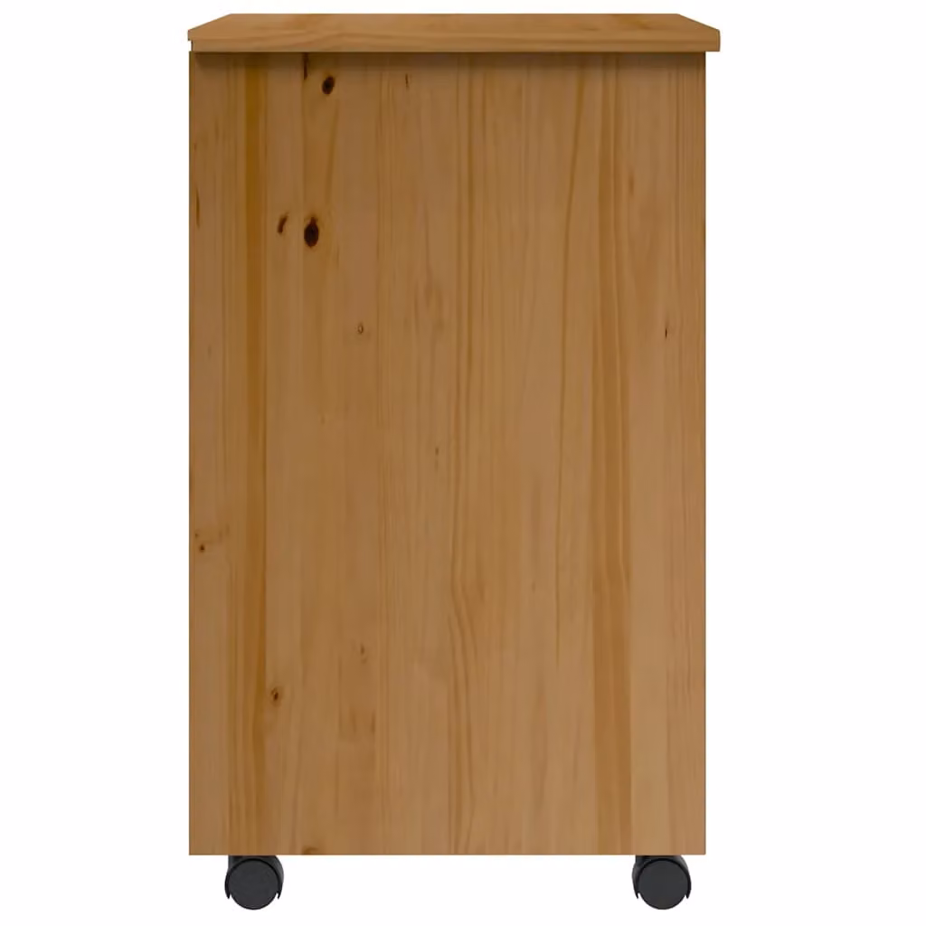 Berkfield Home MOSS Rolling Cabinet with Drawers in Honey Brown Solid Pine Wood – 4