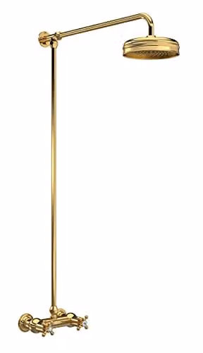 Hudson Reed A8118 Topaz Traditional Thermostatic Shower Valve with Top Outlet and Crosshead Handles in Brushed Brass, W/D/H: 200 x 68.9 x 104.5 cm
